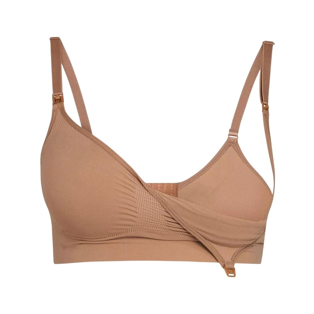 SKIMS Maternity Nursing Sculpting Bra S/M Sienna Seamless Wireless Postpartum